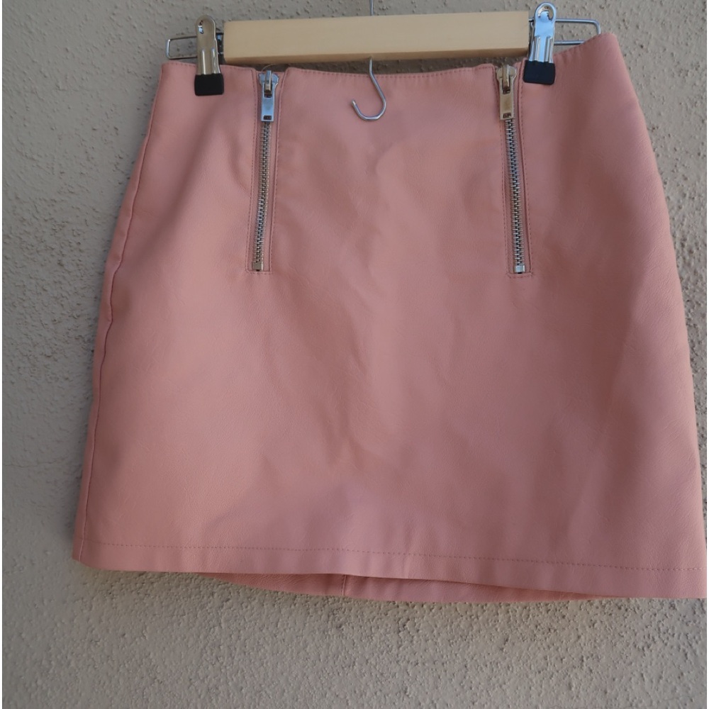 Pink Faux Leather Skirt